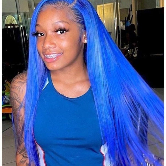 Sheer Beauté Long Silk Straight Blue Wig